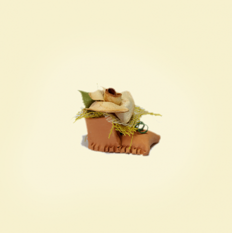 Scarpetta in terra cotta con rosa in buccia di bergamotto